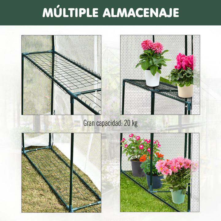 Estufa com prateleiras para flores, cultivo de plantas com porta zip resistente à água UV Malha PE 186x120x190cm