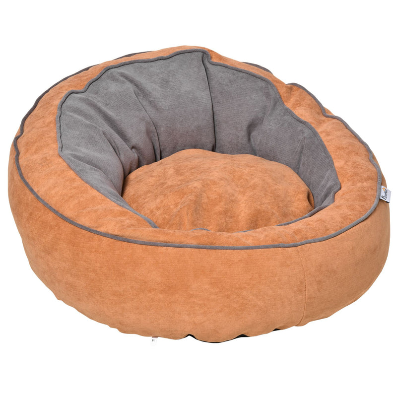 Cama para Cães e Gatos Pequenos Almofada para Animais de Estimação Pequenos Suave e Redonda 59x59x30cm Laranja e Cinza