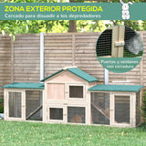 Gaiola de Exterior para Coelhos Casa para Pequenos Animais 210x45.5x84.5cm Madeira e Verde