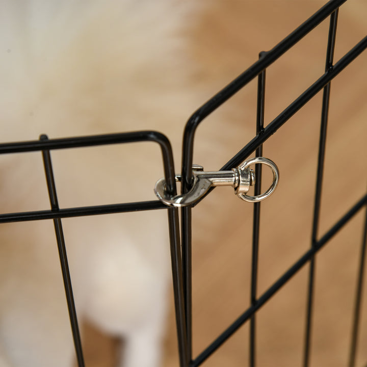 Parque para Cães 8 Painéis 61x61cm Dobráveis Gaiola Metálica para Animais de Estimação com Porta e Dupla Fechadura para Jardim Pátio Exterior Preto