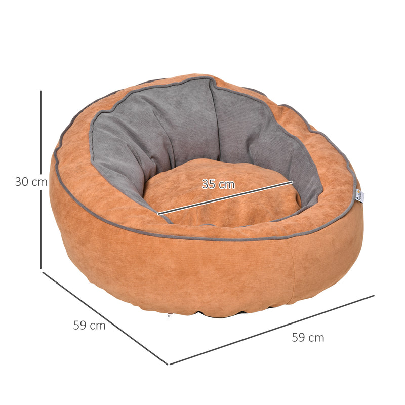 Cama para Cães e Gatos Pequenos Almofada para Animais de Estimação Pequenos Suave e Redonda 59x59x30cm Laranja e Cinza