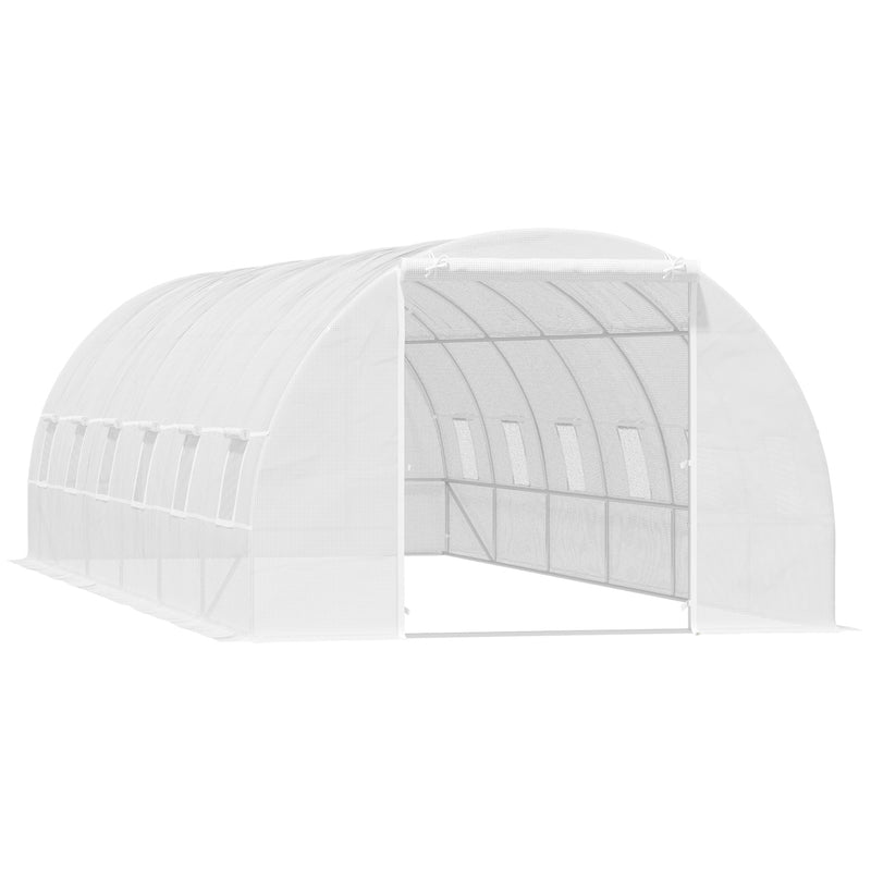 Estufa de jardim Tipo túnel para cultivo com 12 janelas e porta de enrolar Aço e PE 800x300x200 cm Branco