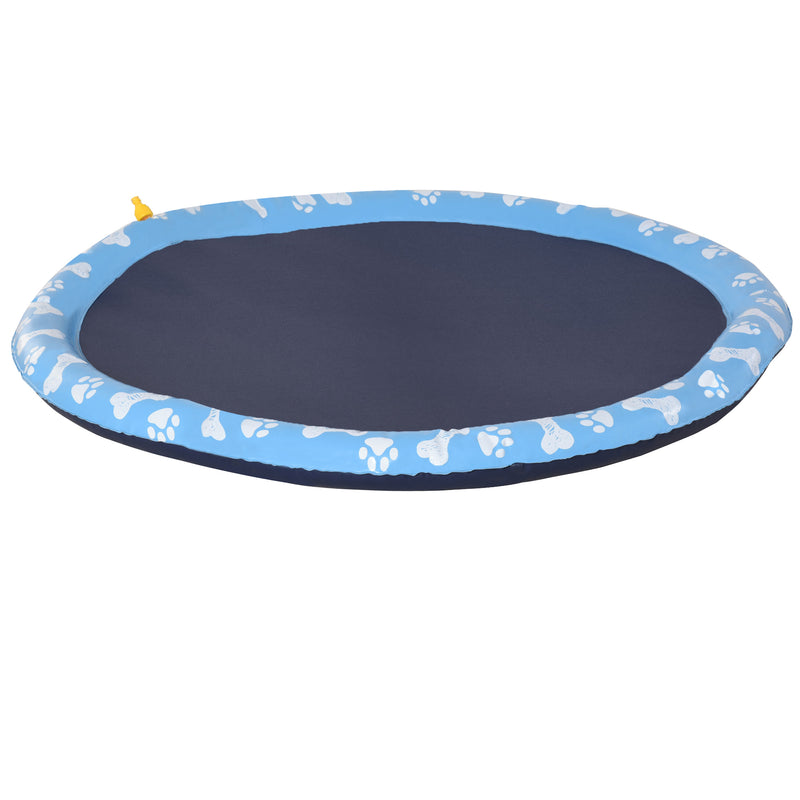 Splash Pad Tapete Aquático com Pulverizador Ø150 cm Tapete Anti-Respingos Piscina Portátil para Cães Azul