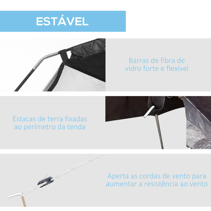 Tenda de Jardim 3x3x2m Tenda para 4-6 Pessoas com 4 Telas Mosquiteiras e Porta Incluí Bolsa de Transporte Proteção Solar para Campismo Viagens Exterior Preto