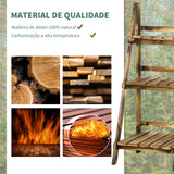 Suporte para Plantas de 3 Níveis Prateleira para Plantas Dobrável Suporte para Vasos de Madeira para Interior e Exterior 40x37x93 cm Madeira