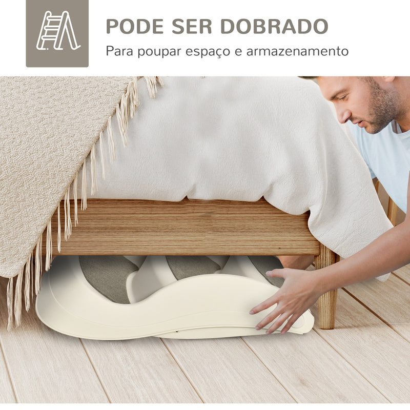 Escada para Cães de 3 Degraus Dobrável Escada de Plástico para Animais de Estimação com Tapetes Antiderrapantes para Cama Sofá Carga 15kg 49x38x38cm Creme