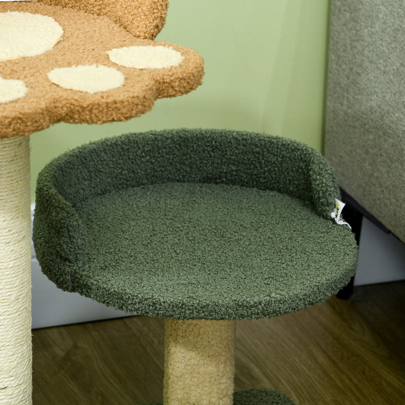 Arranhador para Gatos Pequeno com 52 cm Torre para Gatos Centro de Atividades para Gatos com Cama Poste de Sisal e Bola Suspensa 43x39x52 cm Multicor