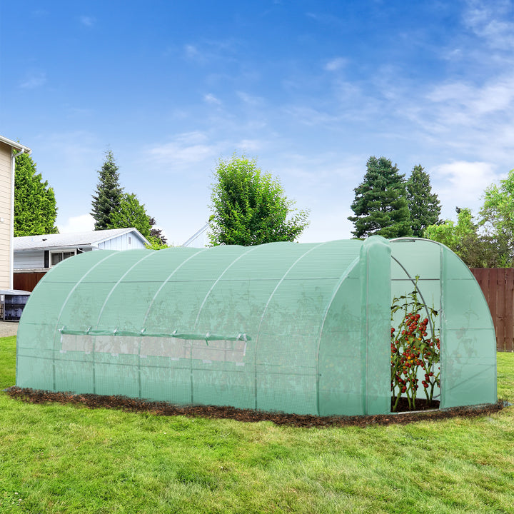 Estufa de Jardim e Quintal com 6 janelas para Cultivar Plantas e Verduras Coberta de PE 140g/? Material de Aço - 6x3x2m