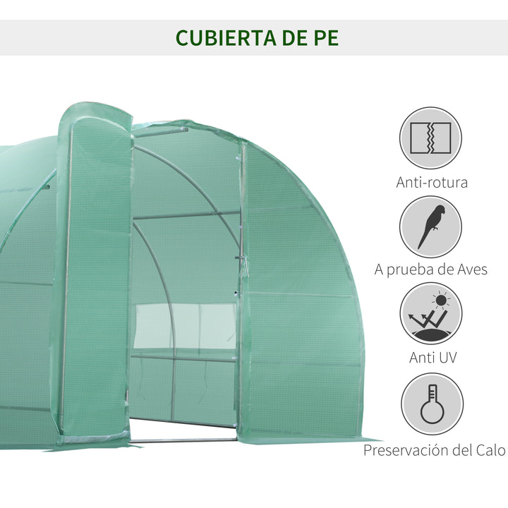 Estufa de Jardim e Quintal com 6 janelas para Cultivar Plantas e Verduras Coberta de PE 140g/? Material de Aço - 6x3x2m