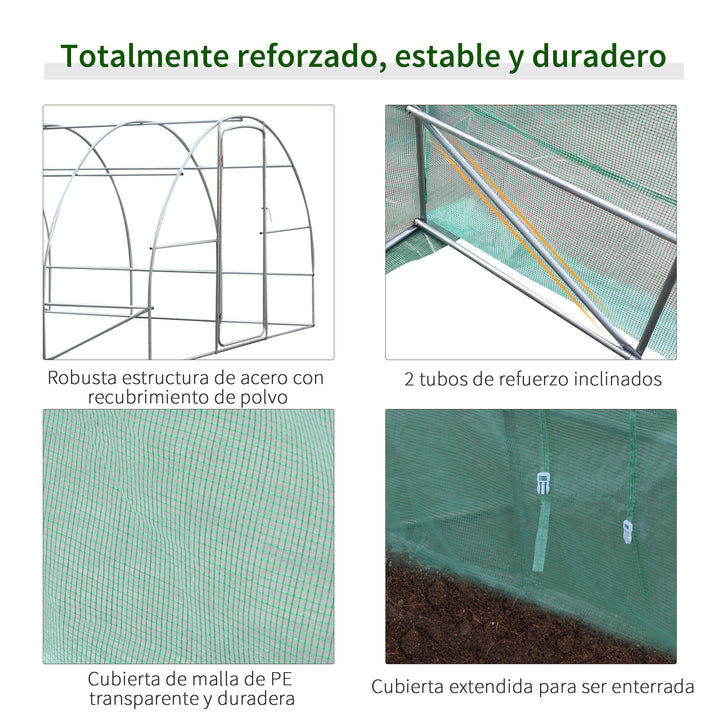 Estufa de Jardim e Quintal com 6 janelas para Cultivar Plantas e Verduras Coberta de PE 140g/? Material de Aço - 6x3x2m