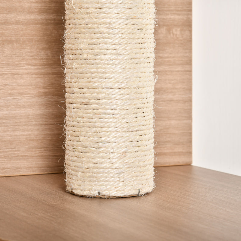 Prateleiras de Parede para Gatos Escadas de Tecido para Gatos com Plataformas e Postes Arranhadores de Sisal Centro de Atividades de Escada 129x40x31,5cm Marrom Claro