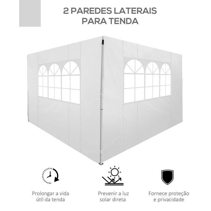 2 Paredes Laterais para Tenda 3x2 m Parede Lateral de Tecido Oxford com 2 Janelas Apto para tendas 3x3 m e 3x6 m Branco