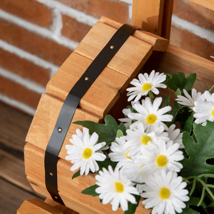 Floreira Dupla Tipo Barril com Treliça Floreira com 2 Plantadores Suporte para Trepadeira Cultivos de Plantas e Flores para Pátio Jardim Varanda 45x45x80cm Madeira