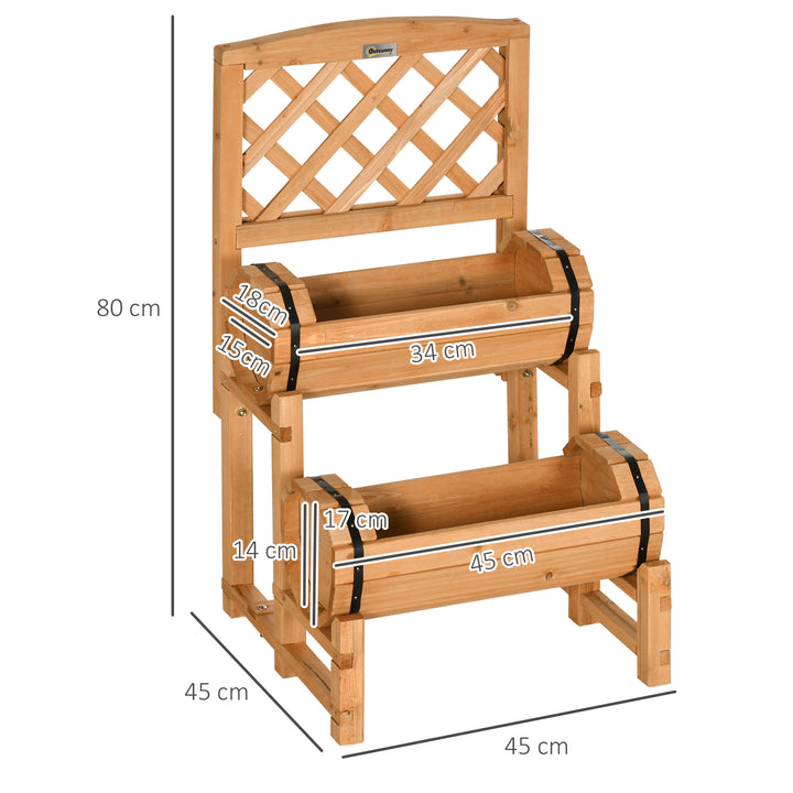 Floreira Dupla Tipo Barril com Treliça Floreira com 2 Plantadores Suporte para Trepadeira Cultivos de Plantas e Flores para Pátio Jardim Varanda 45x45x80cm Madeira