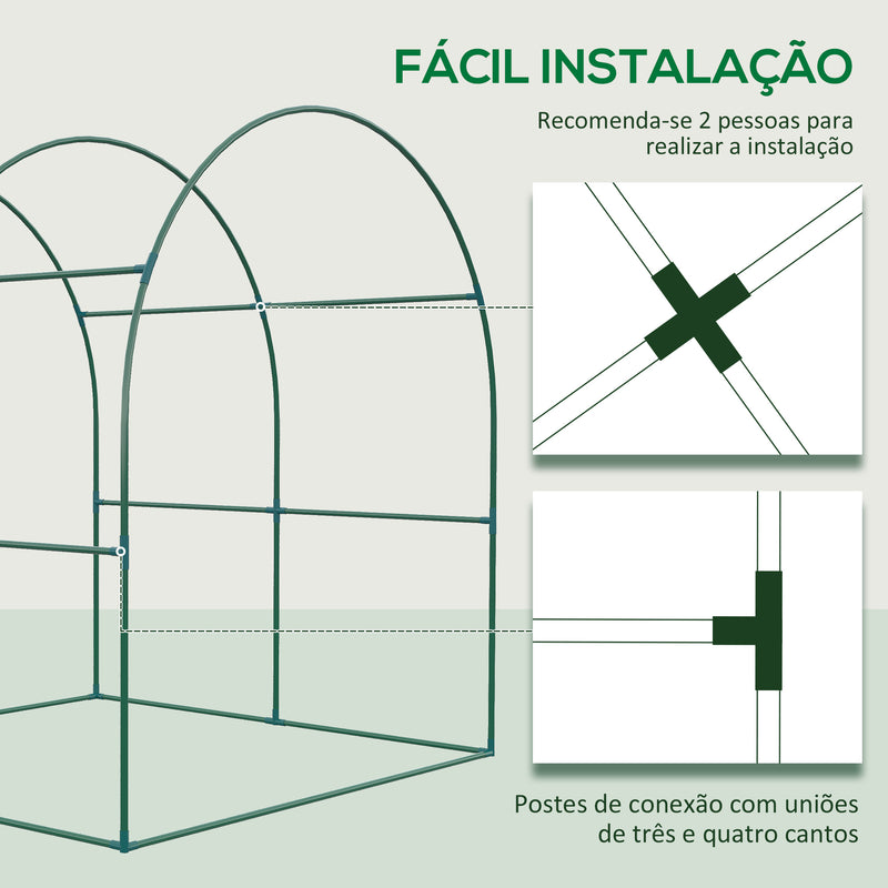 Estufa de Jardim 180x180x200 cm Estufa Tipo Túnel Pequena com Porta Enrolável e Janela de Malha para Cultivar Plantas Flores Verde