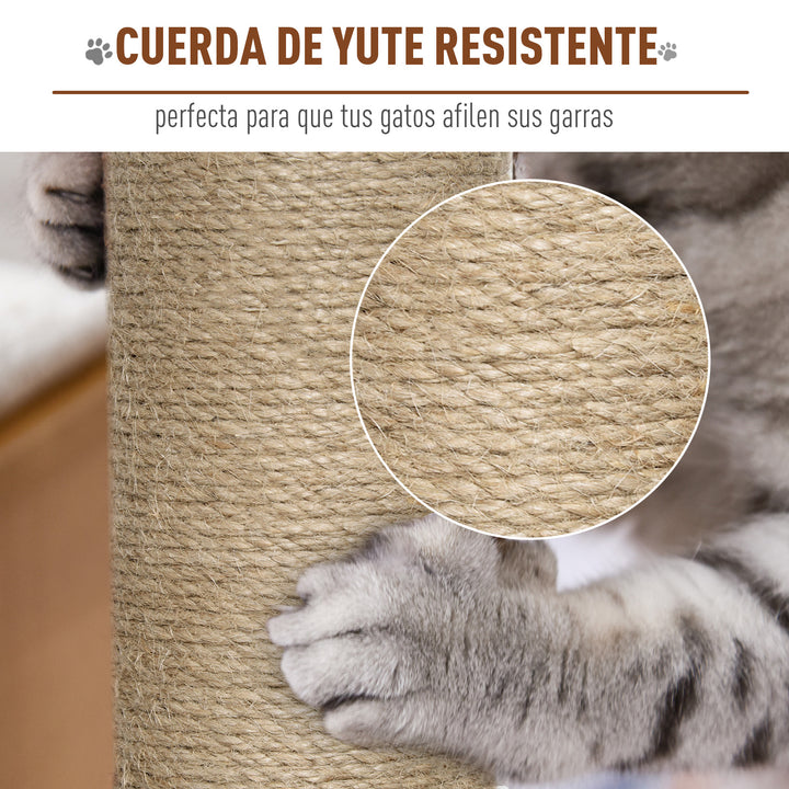 Árvore Arranhador para Gatos Arranhador de Gatos com Caverna Múltiplas Plataformas e Postes de Arranhar de Juta Brincadeira e Descanso 67x38,5x114cm Cinza