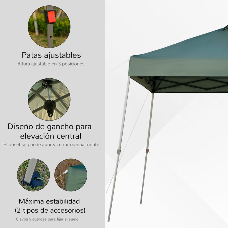 Tenda Dobrável 3x3 Portátil de Jardim com Bolsa de Transporte com Rodas Aço para Exterior Festas Campismo Verde