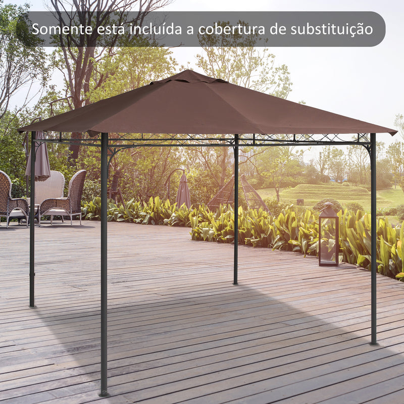 Toldo de substituição de 3 x 3 m para barraca de jardim gazebo ao ar livre com 8 orifícios de drenagem e ventilação marrom