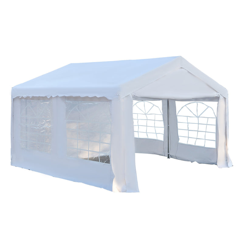 Tenda para Festas 400x400x280cm para Exterior Campismo Casamentos com 4 Janelas e 2 Portas Branco