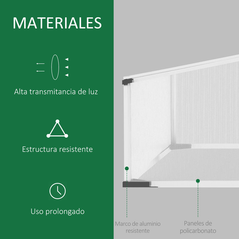 Estufa de Jardim 120x100x41cm Policarbonato e Alumínio com Teto se Abre Estufa para Cultivo de Plantas Flores Transparente e Prata