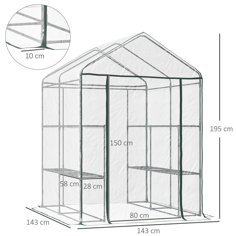 Estufa Transparente de jardim para Platas com 3 Andares 143x143x195cm