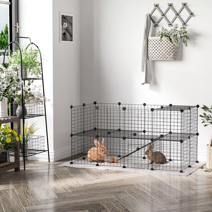Cerca de metal com 36 painéis Pequenos animais Destacáveis DIY Design Preto 146x73x73cm
