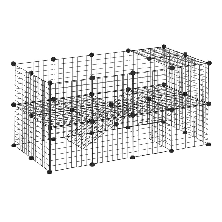 Cerca de metal com 36 painéis Pequenos animais Destacáveis DIY Design Preto 146x73x73cm