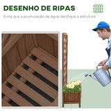 Floreira com Treliça de Madeira Caixa de Plantio com Suporte para Plantas Trepadeiras para Jardim varanda Pátio 60x30x122,5cm Madeira