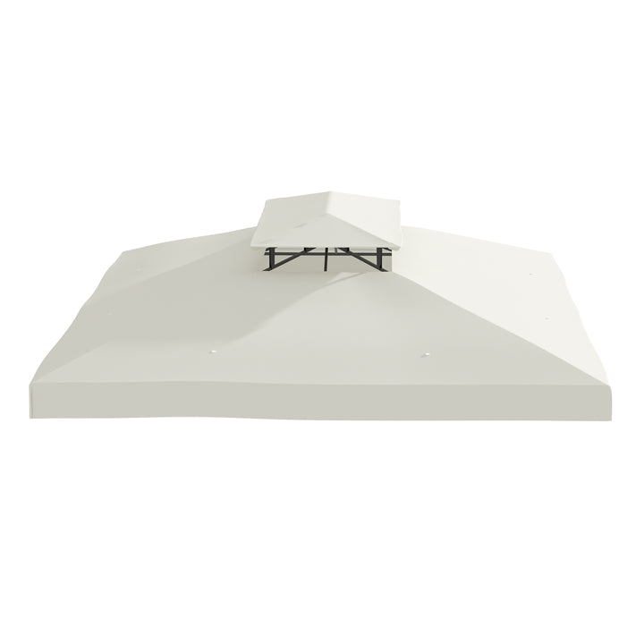 Toldo de Substituição 4x3m para Pérgola de Jardim Cobertura de Substituição para Pérgola de 2 Níveis Respirável com 8 Orifícios de Drenagem para Pátio Exterior Bege