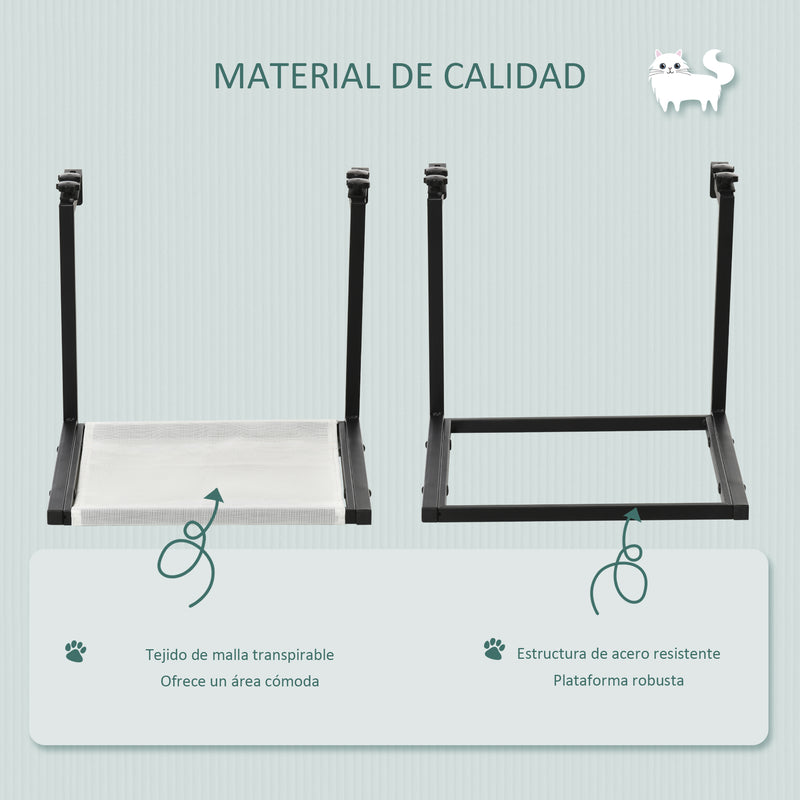 Rede para Gatos para Radiador com Gancho Ajustável Cama Suspensa de Tecido Removível Estrutura de Aço para Protetor de Lareira 42,5x54x34cm Preto e Bege