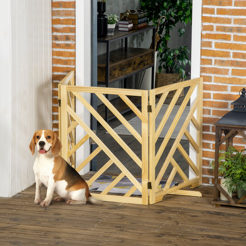 Barreira de Segurança Dobrável para Cães Grade de Madeira para Escadas e Portas de 3 Painéis com Base Antiderrapante e Pés 181x35x76cm Madeira