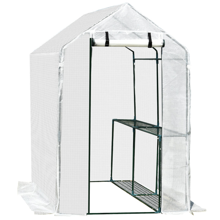 Estufa com prateleiras para flores, cultivo de plantas com porta zip resistente à água UV Malha PE 186x120x190cm