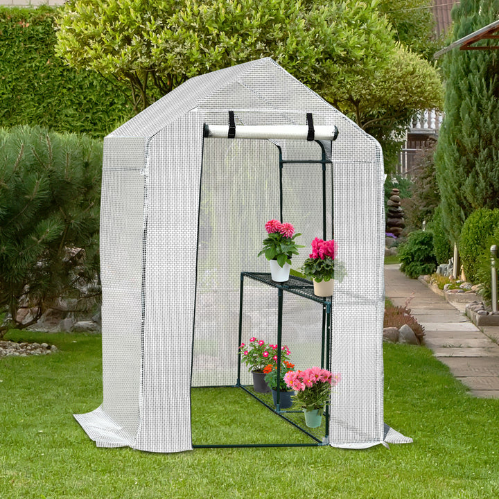 Estufa com prateleiras para flores, cultivo de plantas com porta zip resistente à água UV Malha PE 186x120x190cm