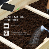 Caixa de Plantio de Madeira de 3 Níveis Horta Vertical em Escada com Malha Geotextil para Cultivos de Plantas Flores para Jardim Terraço Exterior 117x100x54cm Natural