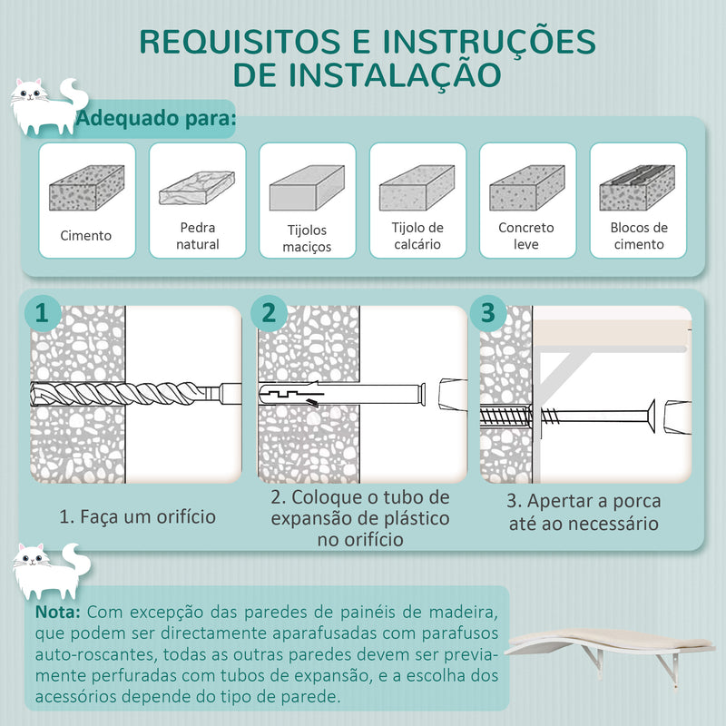 Prateleiras de Parede para Gatos com 3 Peças Centro de Atividades para Gatos com Caverna Rede Plataformas Almofadas Suaves e Poste de Sisal Branco e Preto