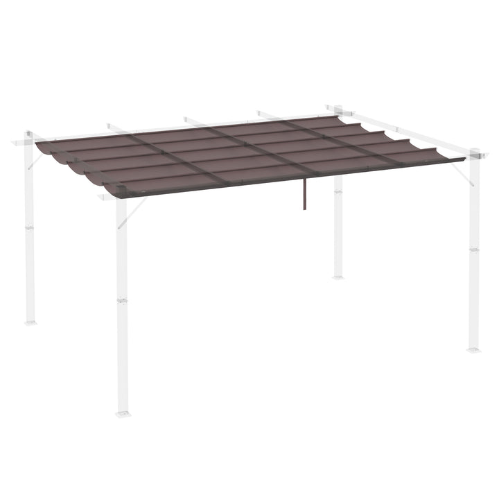 Cobertura para Pérgola 3,5x2,5 m Teto de Substituição Retrátil para Pérgola com 10 Orifícios de Drenagem Café