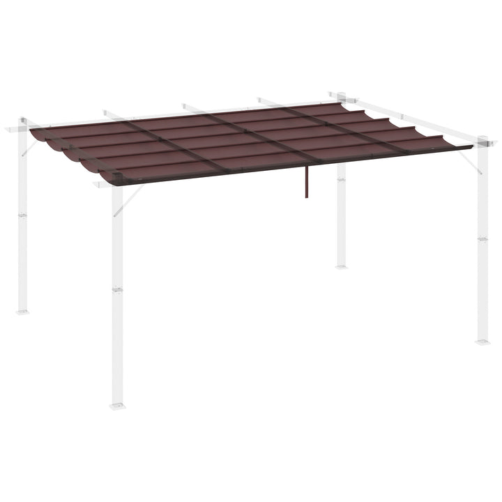Cobertura para Pérgola 3,5x2,5 m Teto de Substituição Retrátil para Pérgola com 10 Orifícios de Drenagem Café