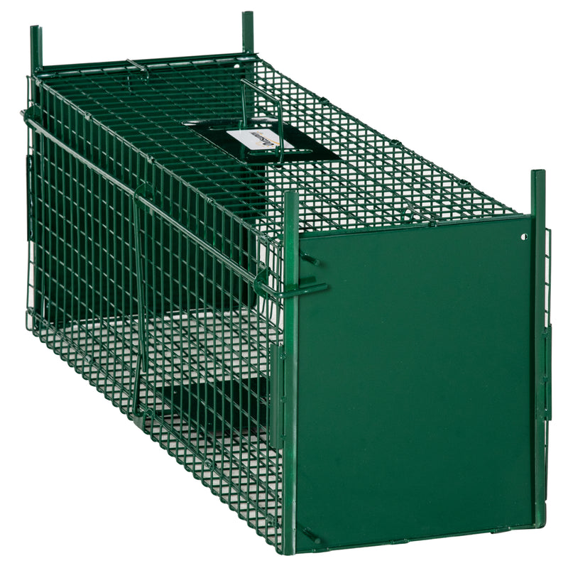 Armadilha para Animais Vivos com Porta Gaiola de Captura com Alça de Transporte para Coelhos Raposas Pequenas 80x25x30cm Verde Escuro