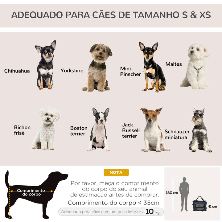 Transportadora para animais de estimação Portátil e Transpirável Dobrável com Almofada 3 Portas e Janela de Malha 2 Bolsos 60x41,5x41cm Azul Escuro