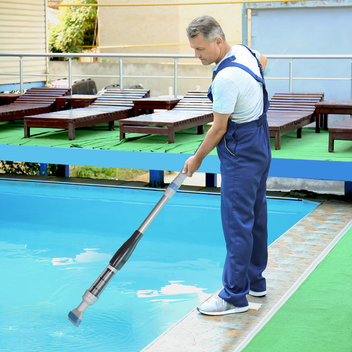 Limpador Elétrico para Piscinas de Alumínio Aspirador de Piscina Manual com Escova e Poste Telescópico de 3 Sessões Ø6x162 cm Multicor