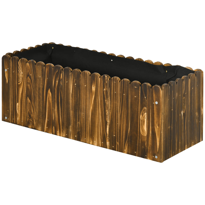 Floreira de Madeira Retangular Floreira de Jardim com Orifício de Drenagem e Tecido não Tecido para Plantas Flores Ervas para Varanda Pátio 80x30x30 cm Marrom