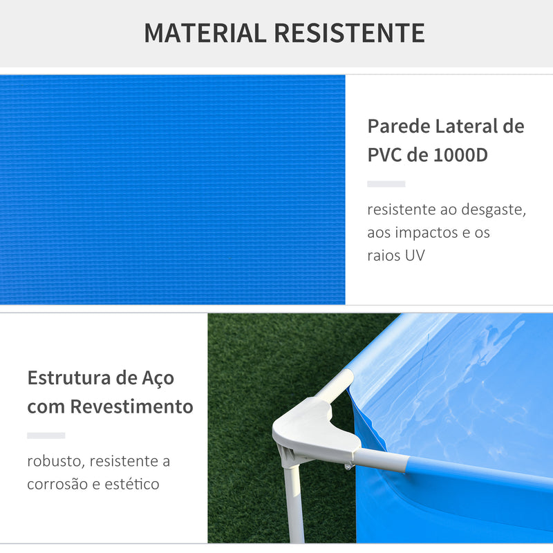 Piscina Desmontável Tubular 252x152x65cm com Depuradora de Cartucho Piscina Retangular de Exterior para Adultos e Crianças 2.163L Azul