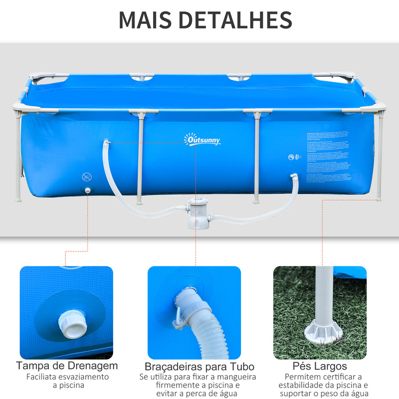 Piscina Desmontável Tubular 252x152x65cm com Depuradora de Cartucho Piscina Retangular de Exterior para Adultos e Crianças 2.163L Azul