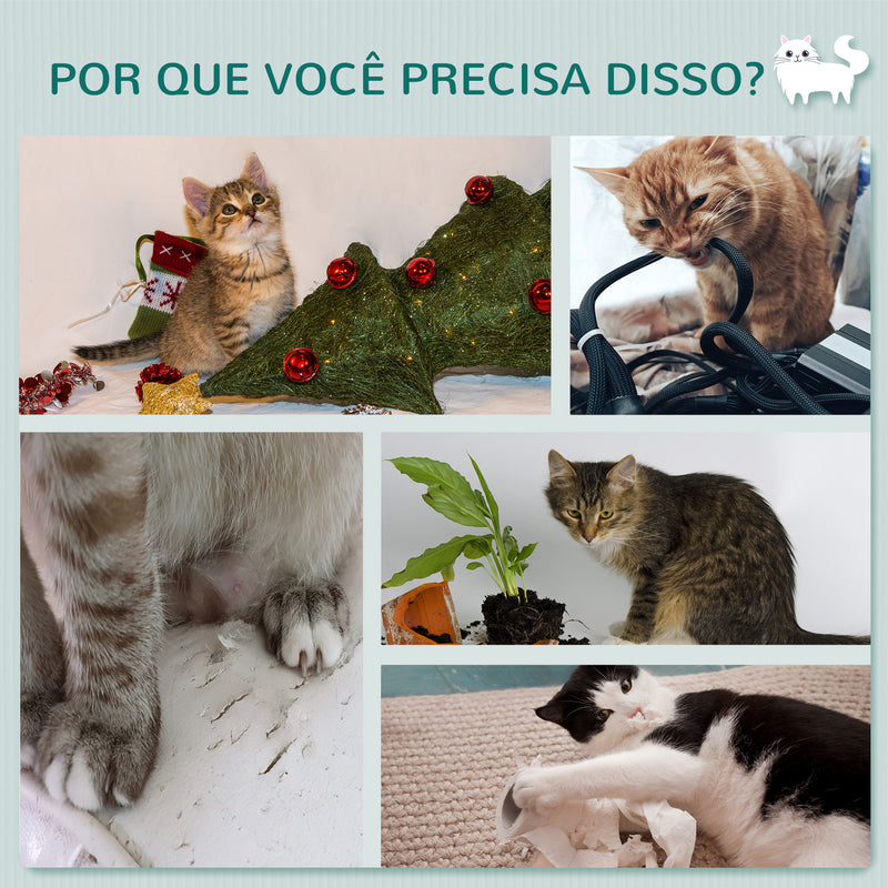 Prateleiras de Parede para Gatos com 3 Peças Centro de Atividades para Gatos com Caverna Rede Plataformas Almofadas Suaves e Poste de Sisal Branco e Preto