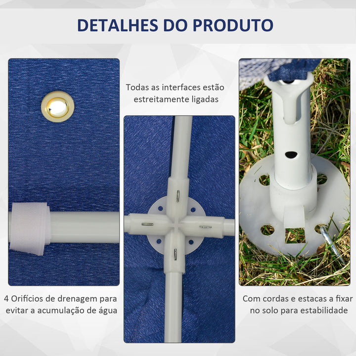 Tenda de Jardim 3x3m Tenda com 4 Partes Laterais Rede Mosquiteira com Zíper Proteção UV para Patio Azul