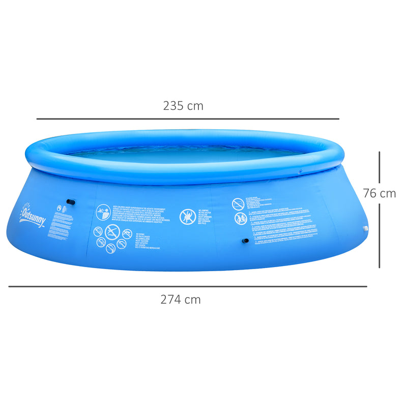 Piscina Inflável Redonda 4.000 Litros Ø274x76cm para 3-4 Pessoas Piscina Insuflável Familiar Adultos e Crianças com Inflador de Mão para Jardim Pátio Exterior Azul