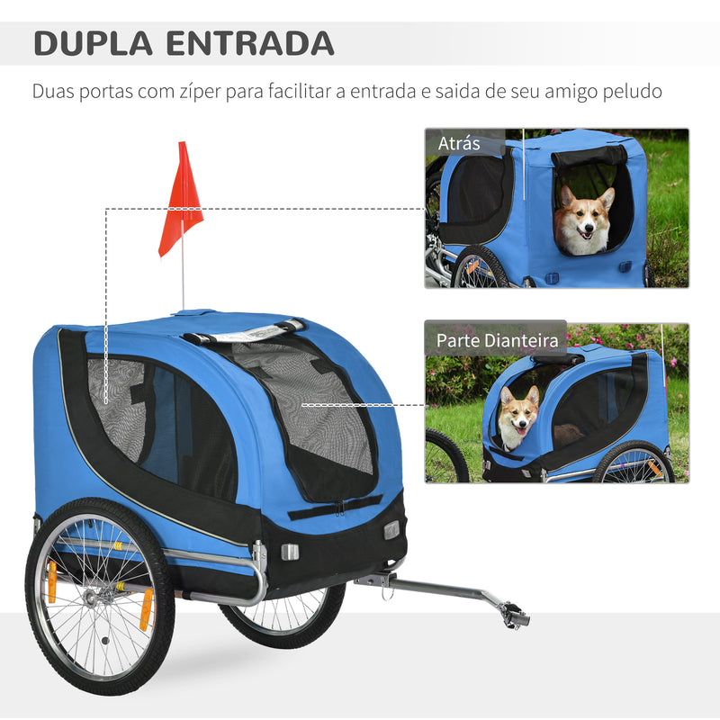 Atrelado de Bicicleta Cão de Estimação 130x90x110 cm 1 Bandeira 6 Refletores Bicicleta