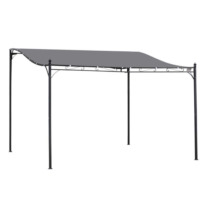 Pérgola de Jardim 4x3m Pérgola com Toldo e 4 Orifícios de Drenagem para Pátio Terraço Metal e Poliéster 180 g/m² Resistente Cinza