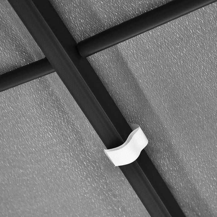 Pérgola de Jardim 4x3m Pérgola com Toldo e 4 Orifícios de Drenagem para Pátio Terraço Metal e Poliéster 180 g/m² Resistente Cinza