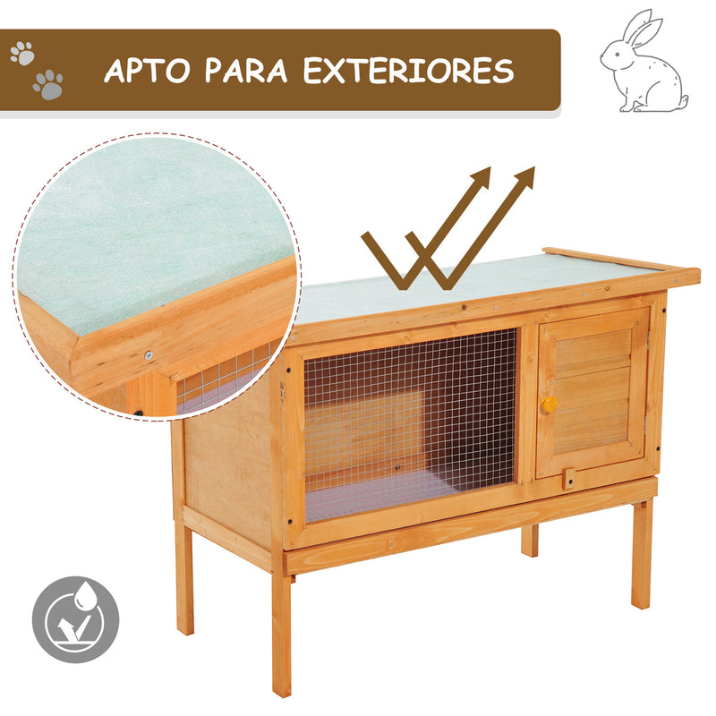 Casa para Coelhos Pequenos Animais para Exterior casa grande com pernas elevadas de cor madeira 90x45x65cm